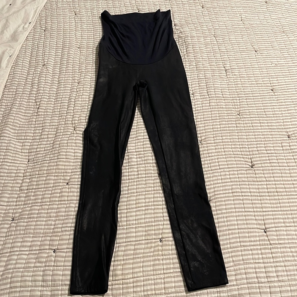 Spanx maternity faux leather leggings